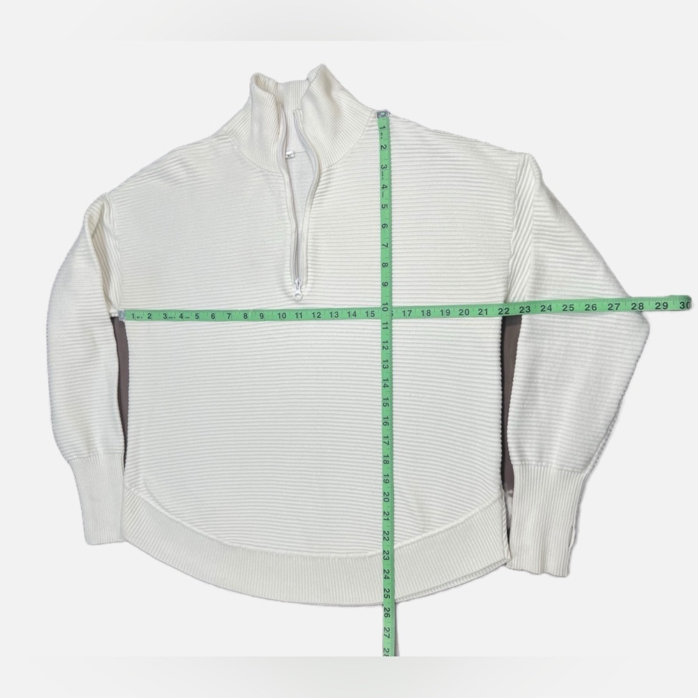 White Ribbed Half Zip Pullover Women’s XL Soft Cozy Lounge Sweater Top - Picture 5 of 7